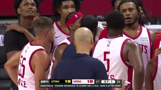 NBA夏季联赛：爵士vs火箭第1节英文原声回放