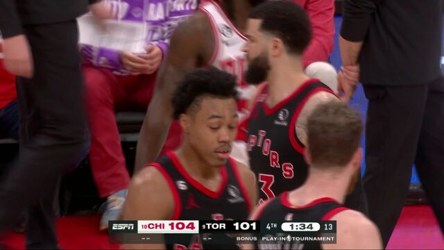 NBA附加赛：公牛vs猛龙第4节英文原声回放