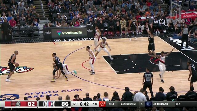 NBA常规赛：开拓者vs快船第3节英文原声回放