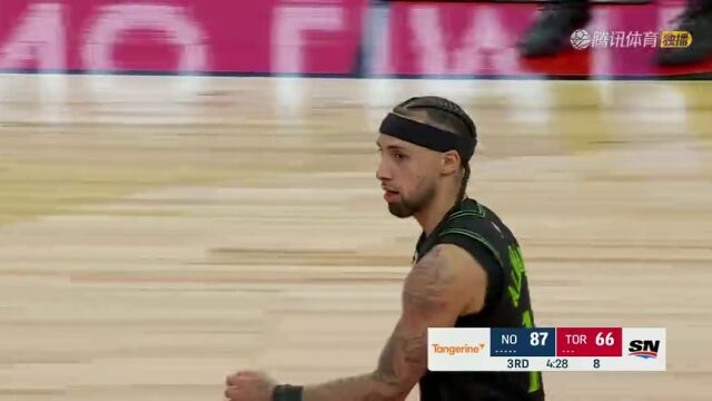 NBA常规赛：鹈鹕vs猛龙第3节英文原声回放