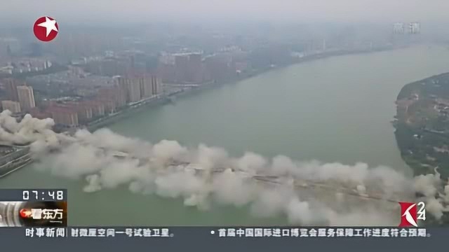 江西吉安赣江大桥爆破拆除,新大桥计划于2021年6月建成通车