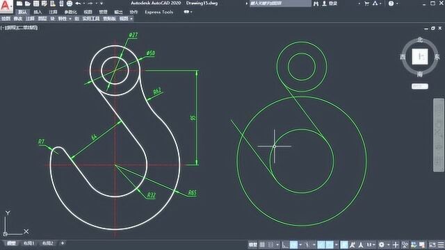 CAD吊钩的画法 这题非常简单 一个简易式的吊钩图形