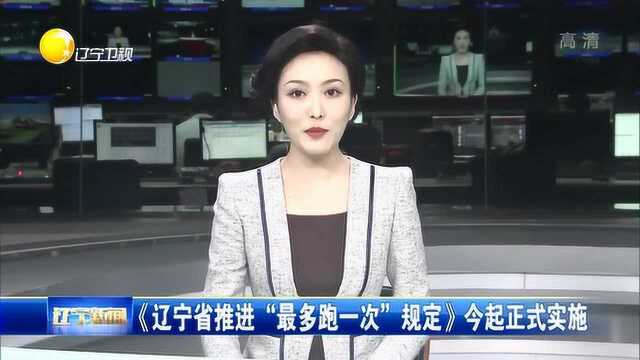 《辽宁省推进“最多跑一次”规定》今起正式实施