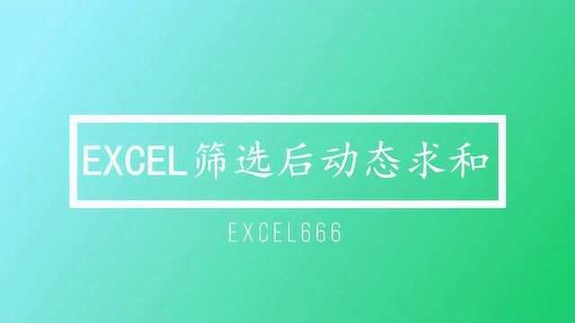 EXCEL筛选后自动动态求和