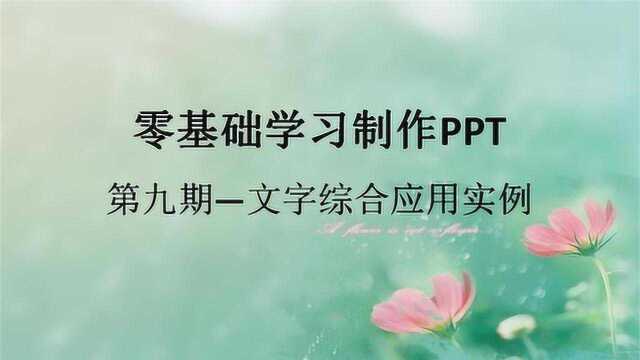 零基础学习制作PPT—第九期文字综合应用实例