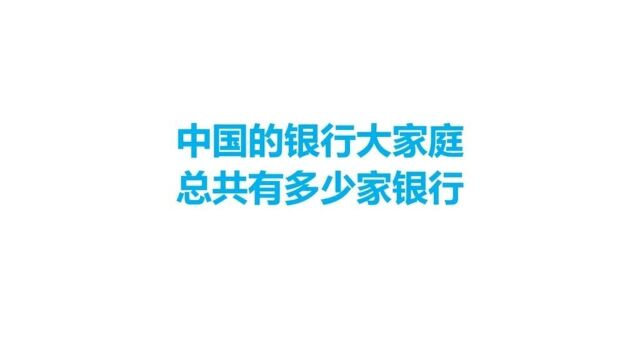 中国的银行大家庭,总共有多少家银行?