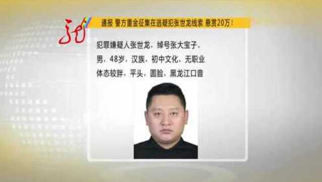 警方重金征集在逃疑犯张世龙线索 悬赏20万!