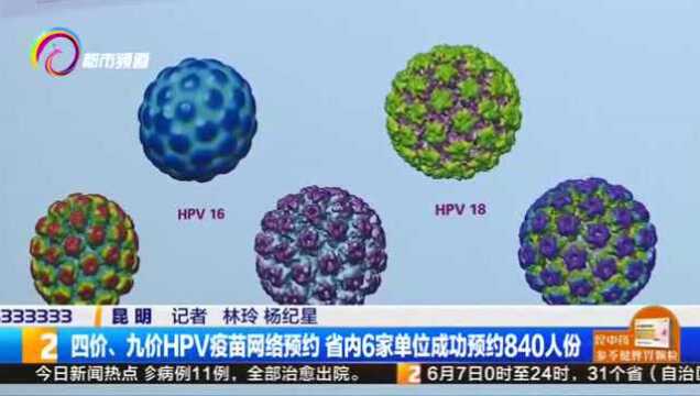 四价、九价HPV疫苗网络预约,省内6家单位成功预约840人份