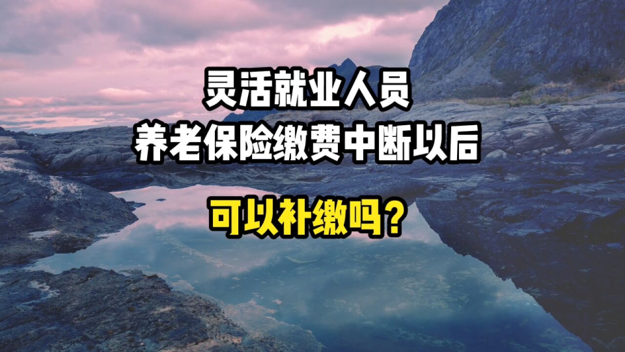 灵活就业人员,养老保险缴费中断以后,可以补缴吗?