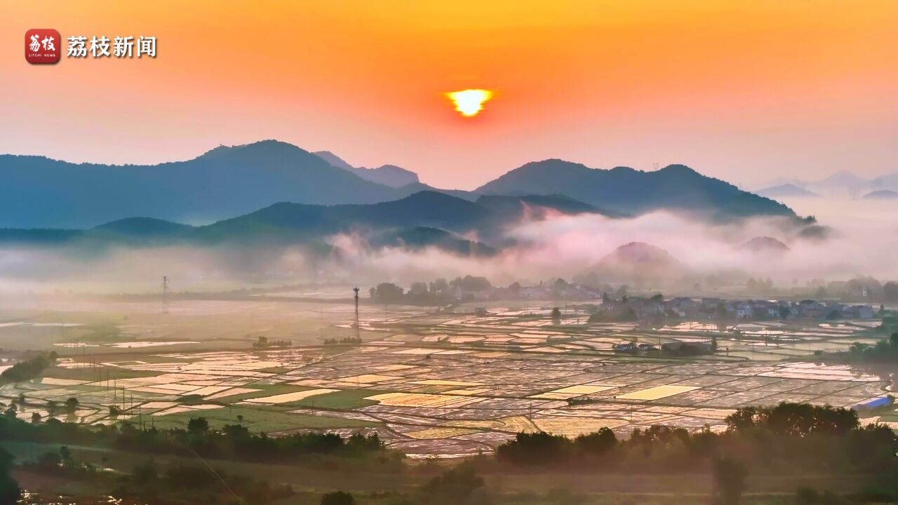 氛围感满满!池州乡间晨曦照晓雾宛若仙境