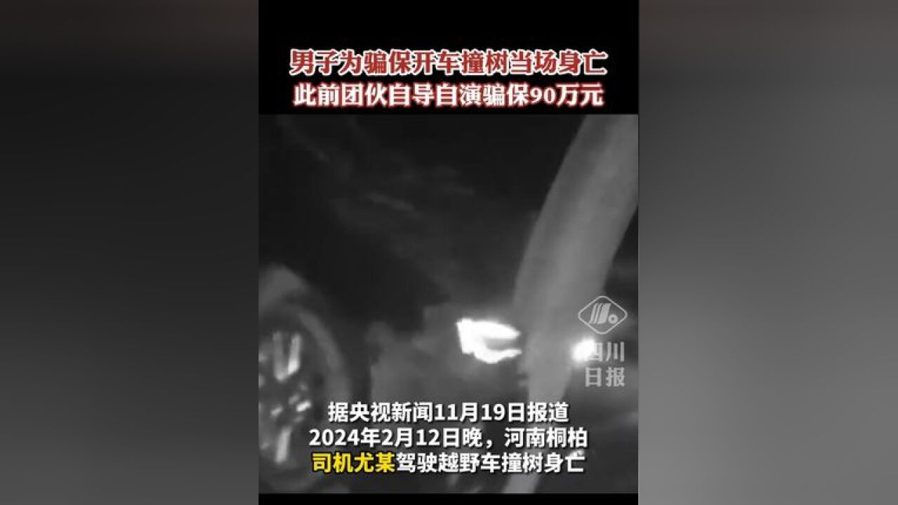 男子为骗保开车撞树当场身亡,此前团伙自导自演骗保90万元