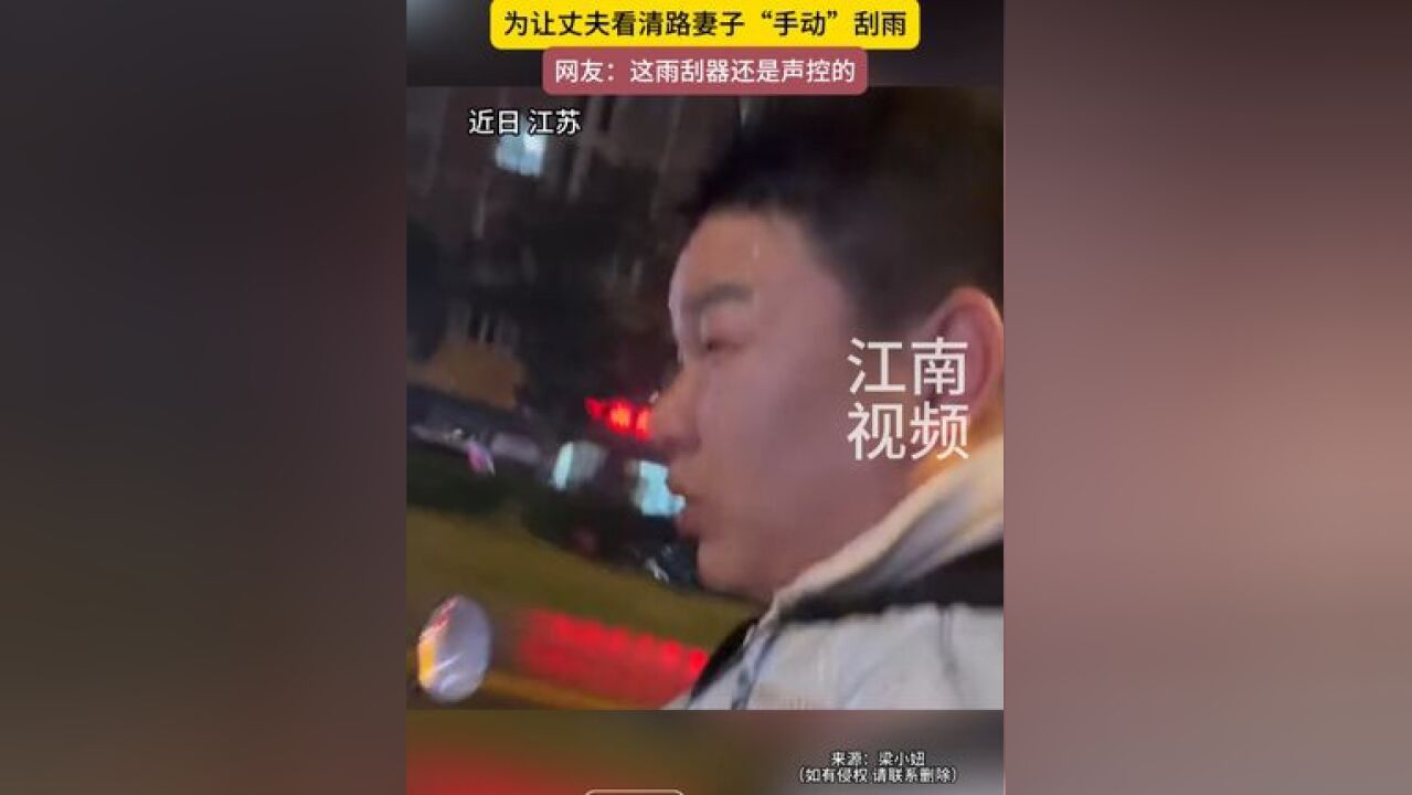 回家路上突遇下雨,为让丈夫看清路妻子“手动”刮雨,网友:这雨刮器还是声控的