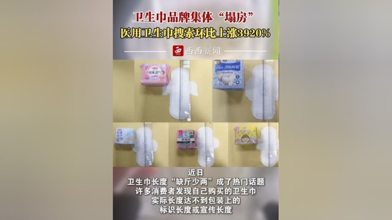 卫生巾品牌集体“塌房” 医用卫生巾搜索环比上涨3920%