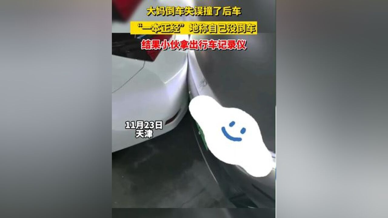 大妈倒车失误撞了后车,“一本正经”地称自己没倒车,结果小伙拿出行车记录仪