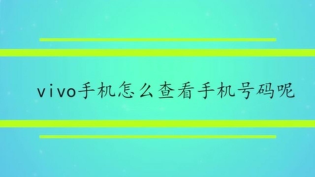 vivo手机怎么查看手机号码呢