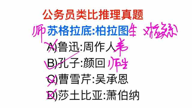 公务员考试真题,苏格拉底是柏拉图的老师,哪个选项正确