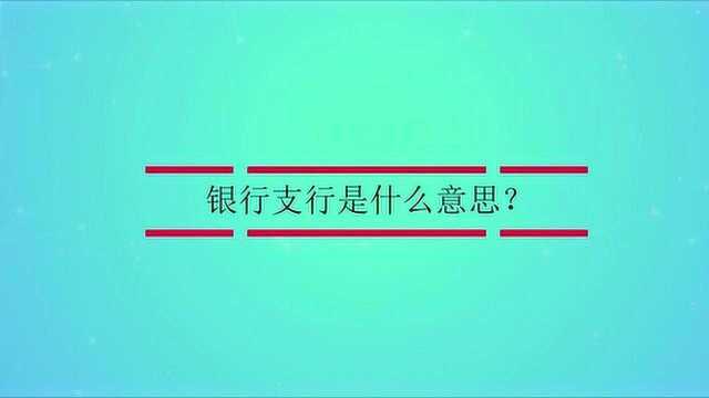 银行支行是什么意思?