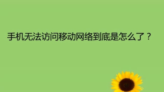 手机无法访问移动网络到底是怎么了?