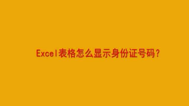 Excel表格怎么显示身份证号码?