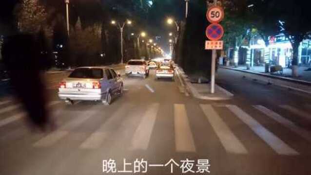 实拍包头市青山区幸福南路路段夜景、景色