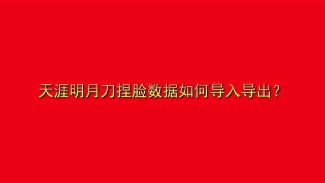 天涯明月刀捏脸数据如何导入导出?