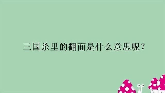 三国杀里的翻面是什么意思呢?