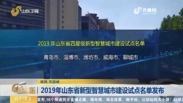 2019年山东省新型智慧城市建设试点名单发布 淄博、青岛榜上有名