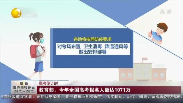 教育部:今年全国高考报名人数达1071万