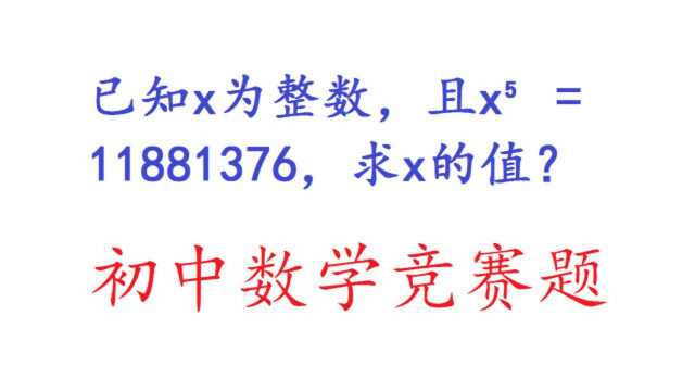 初中数学:x⁵=11881376,求x