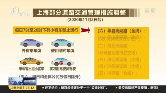 上海部分道路交通管理措施调整(2020年11月2日起)