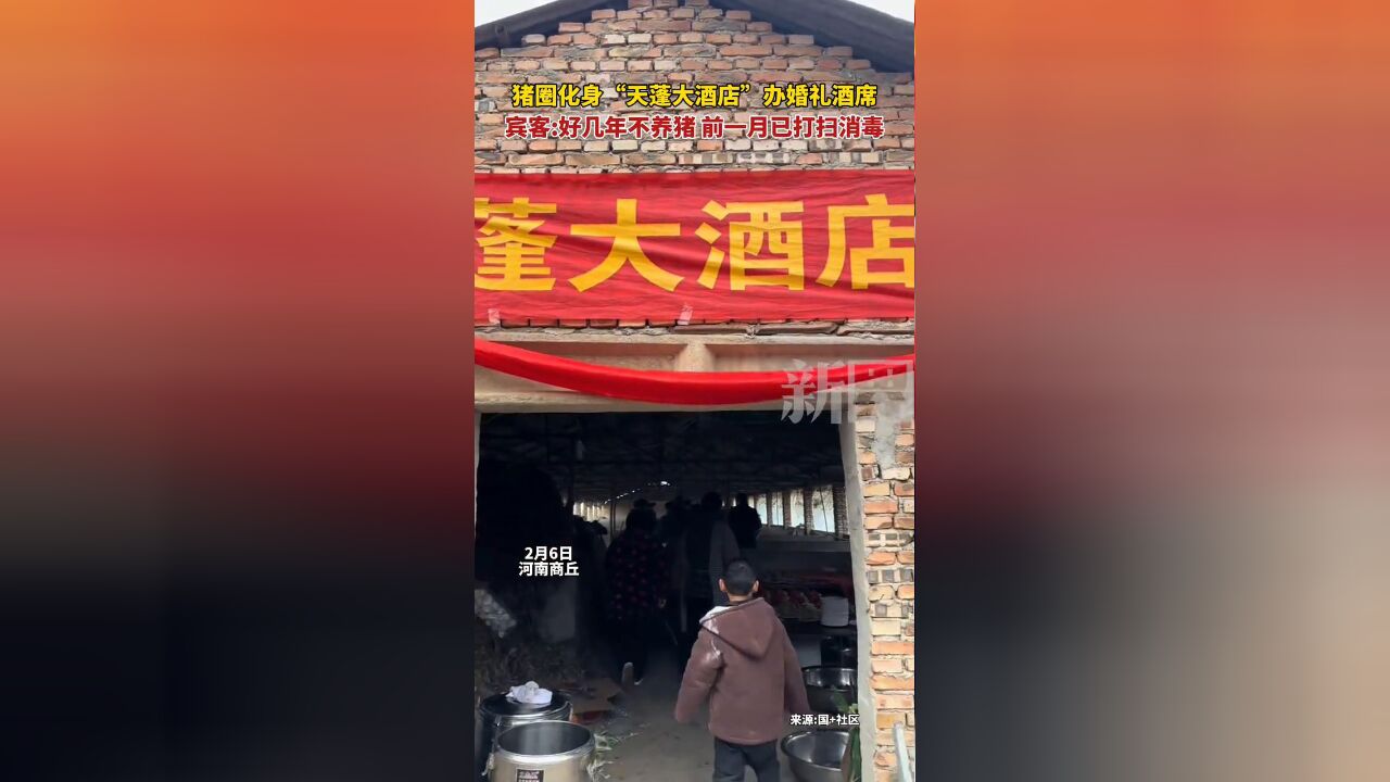 猪圈化身“天蓬大酒店”办婚礼酒席,宾客:好 前一月已打扫消毒