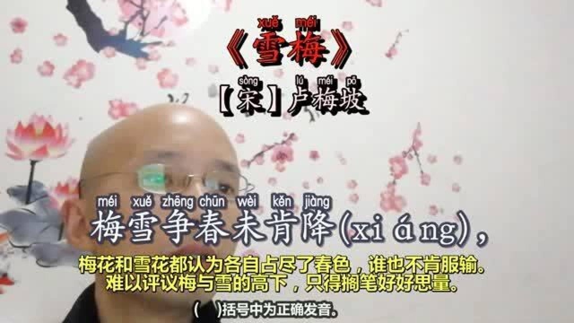 卢梅坡:梅花和雪花争春色谁也不肯服输,难议高下只得搁笔好好思量