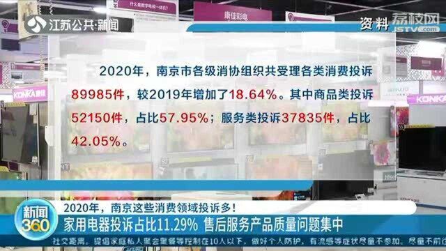 2020年你投诉了吗?南京公布前十投诉类型 家用电器投诉多