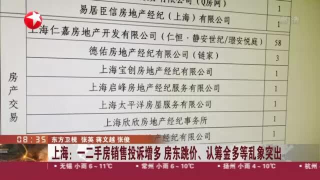 上海:一二手房销售投诉增多 房东跳价、认筹金多等乱象突出