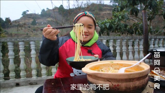 苗大姐做个豪华花甲粉,大砂锅粉吃太香,比猪吃饭声音还大