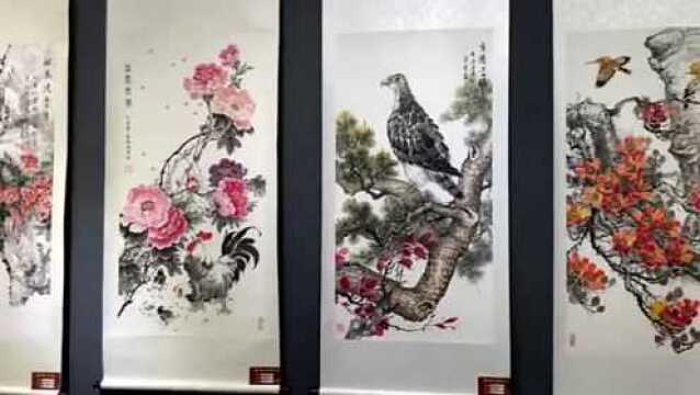 视频|书画展现河山之美,“满堂吉祥—刘满堂 何祥书画展”在莞城开幕