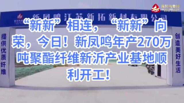 总投资180亿,新凤鸣新沂产业基地开工