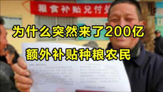 为什么突然来了200亿额外补贴种粮农民