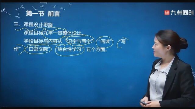 九州同创教育中学教师资格初中语文知识与教学能力课程目标与内容