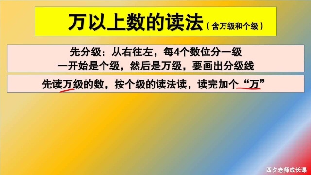 四年级数学:万以上数的读法(含万级和个级)