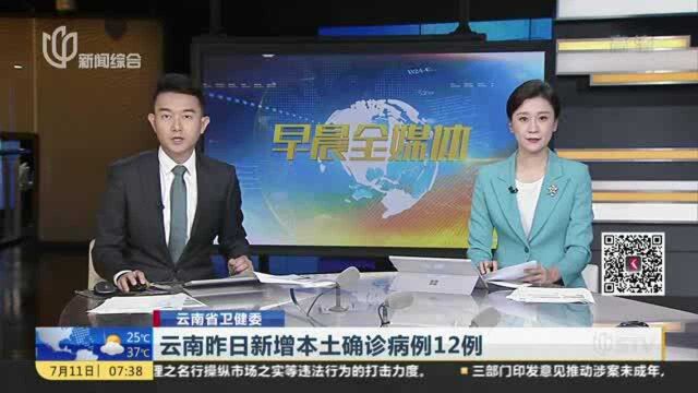 云南昨日新增本土确诊病例12例