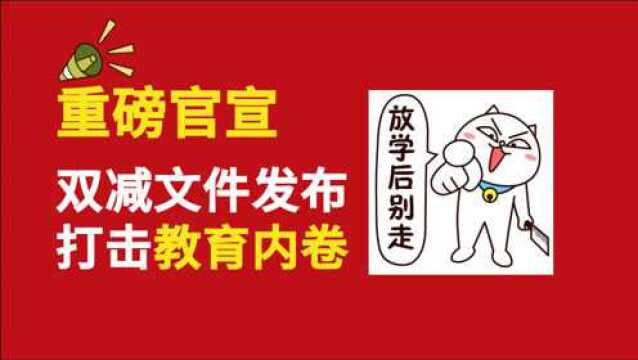 官宣!双减文件正式发布,国家对教育内卷化重拳出击