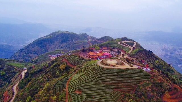 航拍福州连江县长龙镇茶场,位于卢峰山,风景优美