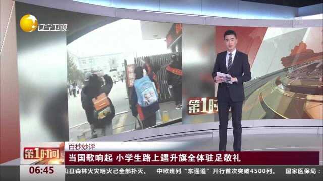 河北秦皇岛:当国歌响起,小学生路上遇升旗全体驻足敬礼