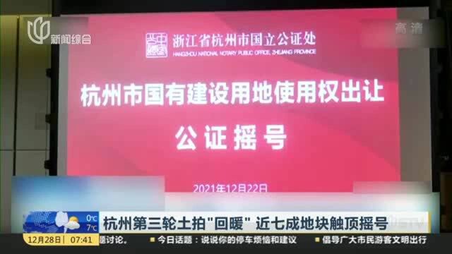 杭州第三轮土拍“回暖” 近七成地块触顶摇号