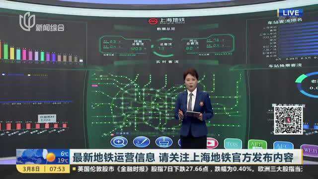 最新地铁运营信息 请关注上海地铁官方发布内容