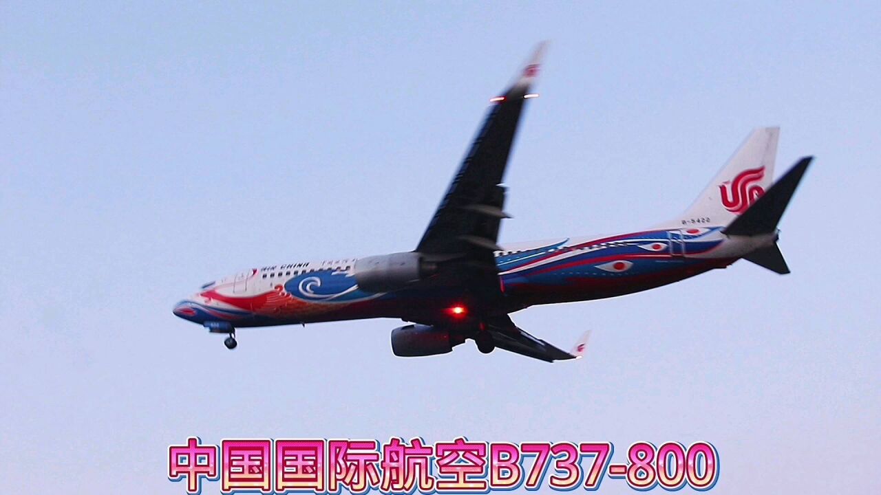 中国国际航空凤凰彩绘机波音737-800降落