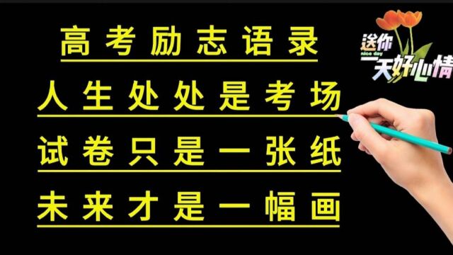 高考语录:人生处处是考场,试卷只是一张纸,未来才是一幅画.#高考加油 #高考励志