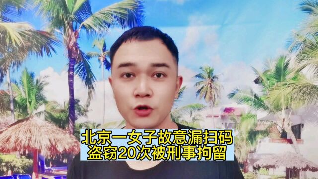 北京一女子故意漏扫码盗窃20次被刑事拘留