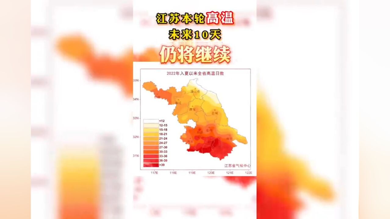 江苏本轮高温未来10天仍将持续,40 ℃+高温日数或破历史纪录